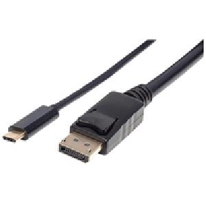 Manhattan USB-C to DisplayPort Cable - 4K@60Hz - 2m - Male to Male - Black - Equivalent to CDP2DP2MBD - Three Year Warranty - Polybag - 2 m - USB Type-C - DisplayPort - Male - Male - Straight